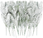 24Pcs Snowy Artificial Pine Needles Branches Twigs 10.6" Fake Frosted Pine Picks Greenery Stems Christmas Pine Tree Picks Winter Fir Pine Sprays Sprigs for Crafts Wreaths Garlands Holiday Decor - Image 7