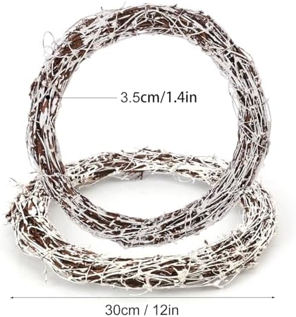 6 Pcs 12 inch Natural Grapevine Wreath Set, White - Image 2