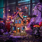 Valery Madelyn Halloween Decorations, Lighted Halloween Village Houses with LED Lights, Resin Spooky Town Happy Haunted House for Home and Party Table Desk Mantel, 12 Inch - Image 2