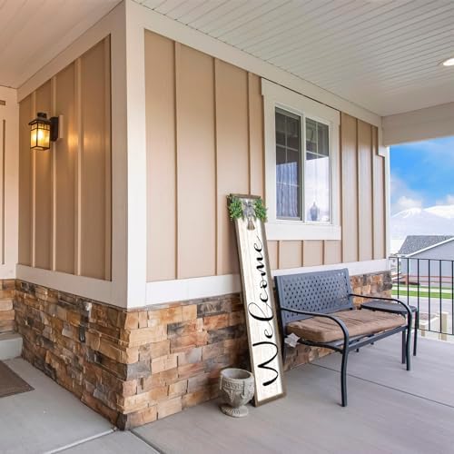 Welcome Sign for Front Porch Standing 45"X9" Large Outdoor Decor Rustic Vertical Leaner Wood Frame Porch Tall Welcome Signs for Farmhouse Outside Front Door Decorations (Wood White) - Image 5