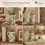 Tuscan Ceramic Vase for Home Decor,Green and Beige Pitcher Vases for Flower - Image 7