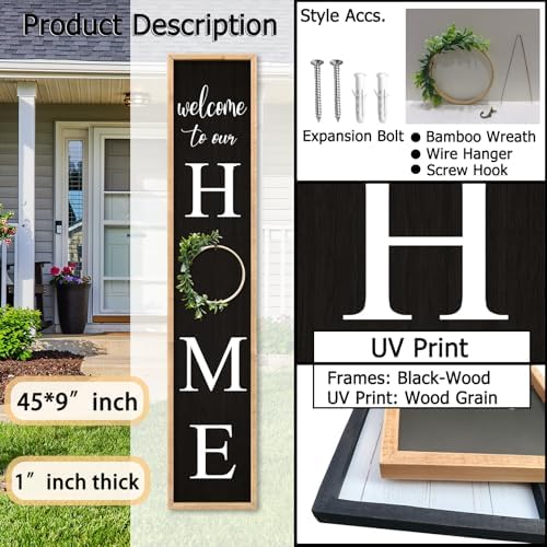 Welcome To Our Home Sign for Front Door, 45"X9", Wood - Image 2