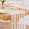 Fanqisi Beige Pearl Table Runner Floral Tulle Gauze Runner 10FT 8 Pack by Fanqisi