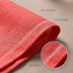 Urban Villa Cloth Napkins 100% Cotton Highly Absorbent Washable Reusable Premium Dinner Napkins Ideal for Gifts for Mothers Day Hotel Farmhouse Parties - Red/White Chambray (20" x 20", Set of 12) - Image 5
