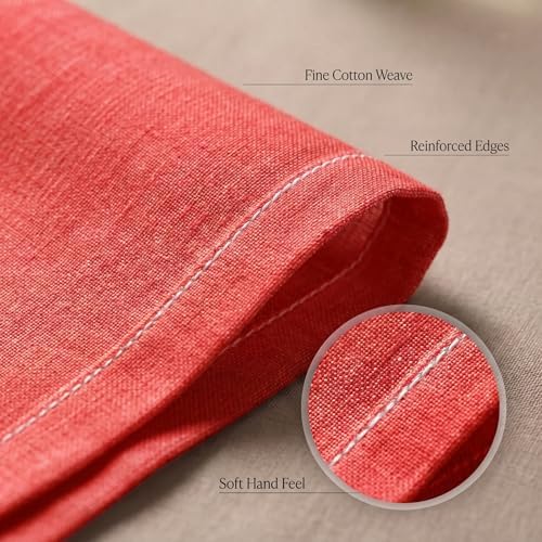 Urban Villa Cloth Napkins 100% Cotton Highly Absorbent Washable Reusable Premium Dinner Napkins Ideal for Gifts for Mothers Day Hotel Farmhouse Parties - Red/White Chambray (20" x 20", Set of 12) - Image 5