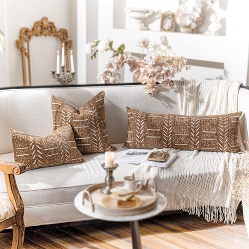 BlissBlush Decorative Lumbar Throw Pillow Covers 12X20 Set of 2, Brown Boho Farmhouse Cushion Cover, Soft Accent Pillowcase for Couch Sofa Bed Living Room Home Décor - Image 5