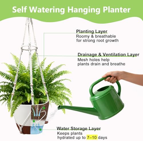 2 Pack Self Watering Hanging Planters with Grow Light for Indoor Plants - Image 6