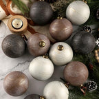 Yunlly 12 Pcs Neutral Christmas Ornament, Bronze Taupe Ivory, 4‘’ - Image 5