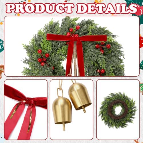20 Inch Christmas Cedar Wreath for Front Door, with Lights - Image 4