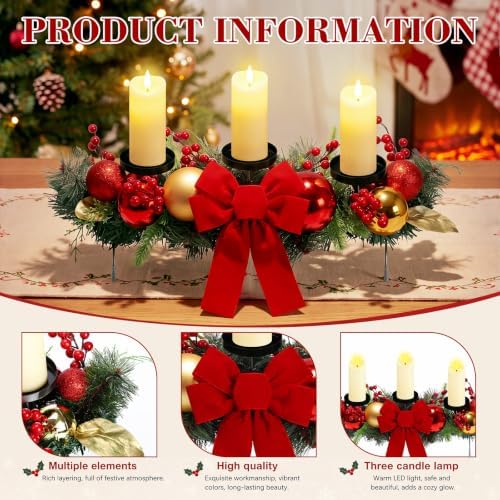 Meekoo 3 Pcs Fall LED Candle Holder Centerpiece Thanksgiving Decoration - Image 6