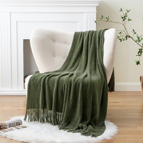 BATTILO HOME Olive Green Throw Blanket for Couch, 50"x60" - Image 5