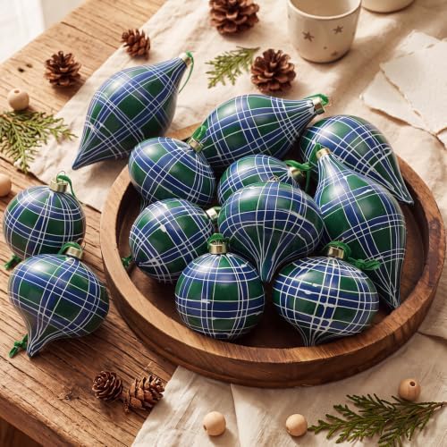 12 Pcs 2.36in Christmas Scottish Tartan Ball Ornaments, Green by Sonwyoung