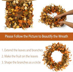 Eucalyptus Fall Wreaths for Front Door 22", Handmade Fall Leaves Wreath for Autumn, Floral Farmhouse Wreath for Wall and Outside Indoors - Image 5