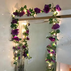 BLEUM CADE 12Pcs 16.4Ft Fake Flower Garland Faux Rose Vines with Lights - Image 5