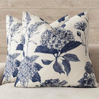 Foindtower Set of 2 Linen Floral Vintage Throw Pillow Covers Neutral Accent Print Decorative Cozy Cushion Covers Farmhouse Boho Home Decor for Sofa Chair Couch Bed Living Room,20×20 Inch,Navy Blue by Foindtower