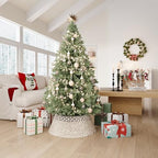 ELYKEN 28 Inch Woven Rattan Christmas Tree Collar, Stylish Seagrass & Water Hyacinth 5-Piece Xmas Tree Skirt for Artificial Trees, Wicker Tree Base Cover with Cord Cut-Out for Home Decor - Image 6