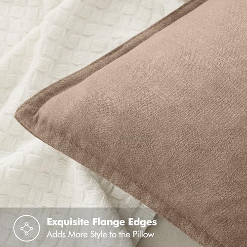 MIULEE Decorative Linen Pillow Covers 18x18 Inch Camel - Image 2