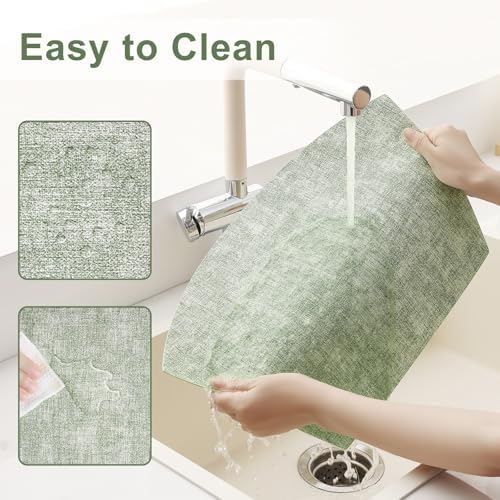 Homaxy Wedge Faux Leather Placemats for Round Table, Set of 4, Grass Green - Image 4