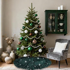 Emerald Green Christmas Tree Skirt Rustic Green Velvet Tree Skirt - Image 4