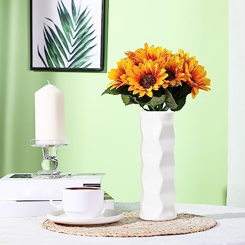 Didaey 10 Pack Composite Plastic Flower Vases Bulk White Small Boho Floral Vases for Dried Flower Bouquet Pampas Grass Centerpieces Fall Wedding Party Living Room Decor(Stylish) - Image 5