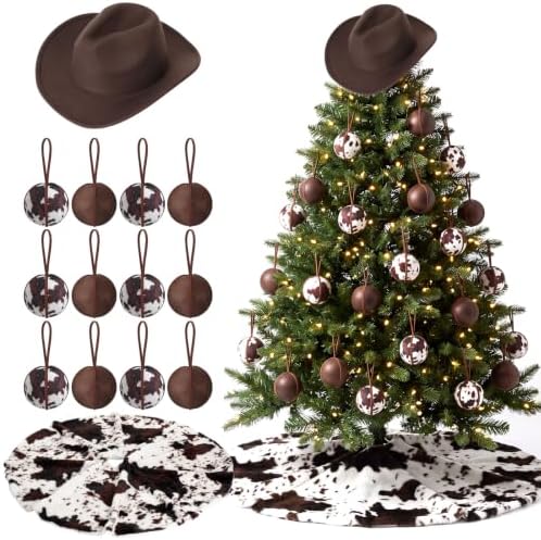 Junkin 14 Pcs Western Cowboy Christmas Tree Decor Set, Retro Brown by Junkin
