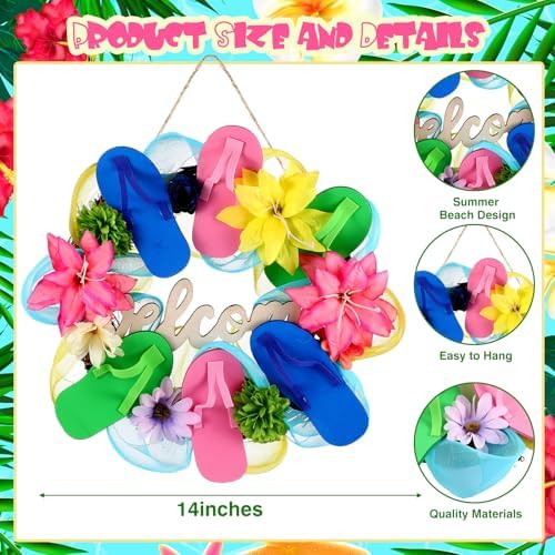 Cinnvoice Beach Slippers Wreath Artificial Front Door Wreath - Image 2