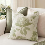 Foindtower Set of 2 Linen Floral Throw Pillow Covers Vintage Accent Print Decorative Cozy Cushion Covers Farmhouse Boho Home Decor for Sofa Chair Couch Bedroom Living Room,22×22 Inch,Light Green - Image 4
