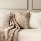 Foindtower Decorative Striped Boucle Throw Pillow Cover 20x20 Natural Beige - Image 6