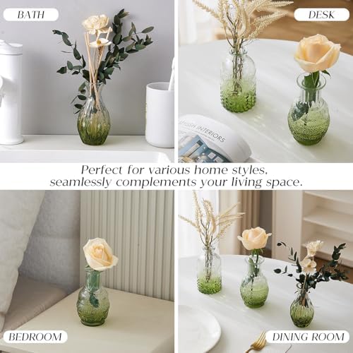 Glass Bud Vase Set of 60 - Small Vases for Flowers in Bulk - Assorted Vintage Crystal Vases for Flowers, Table Centerpieces (Green, 60 Pcs) - Image 5