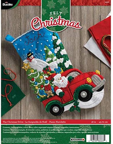 Bucilla 86663 Felt Applique Stocking Kit, The Christmas Drive, Size 18-Inch by Bucilla
