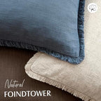 Foindtower Decorative Linen Fringe Throw Pillow Covers 20×20 Inch,Dark Blue - Image 4