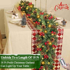 Remote Control 18 FT Extra Long Prelit Christmas Garland with 480Thick Branch Tips Pinecones & Red Berries, 100 Warm White & Multicolor LED Lights 8 Modes Timer for Stairs Mantel Doorway Decor - Image 5