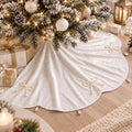 Fanfanwin 48 Inches Velvet Christmas Tree Skirt with Pearl Bow,White by Fanfanwin