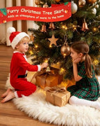 COOLWUFAN 60 Inches Faux Fur Christmas Tree Skirt, White Plush - Image 2