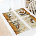 Bee Spring Placemats Set of 6, 12x18 Inch Summer Vintage Table Place Mat Bee Washable Non-Slip Heat Resistant Fabric Placement Mats for Dining Kitchen Indoor Outdoor Decor - Image 2