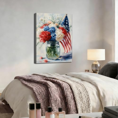ZERILYN Ship Next Day – Patriotic Canvas Prints for Home, 4th of July Wall Decor, American Flag Pictures, Independence Day Red White Blue Decoration - Image 5