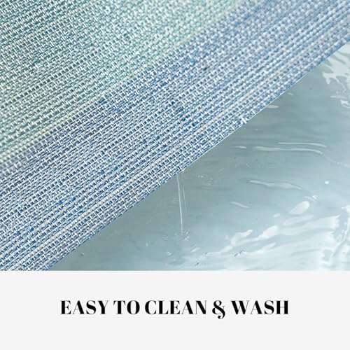 Placemats Set of 12 Vinyl/Plastic Woven Place Mats for Kitchen Table Indoor/Outdoor Washable Placemat Wipeable Dining Table Mats (Ocean Geode,12) - Image 3