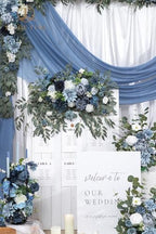 TINGE TIME Artificial Sweetheart Flower Swag with Table Cloth and Table Runner, Pack of 3 Floral Arrangement for Wedding Sweetheart Table Centerpiece Decoration (Dusty Blue) - Image 4