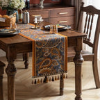 Vintage Floral Jacquard Table Runner with Multi-Color Tassels Luxury French Farmhouse Spring Table Runners Orange for Home Decor Dining Kitchen Living Room Coffee Tables 102" - Image 5