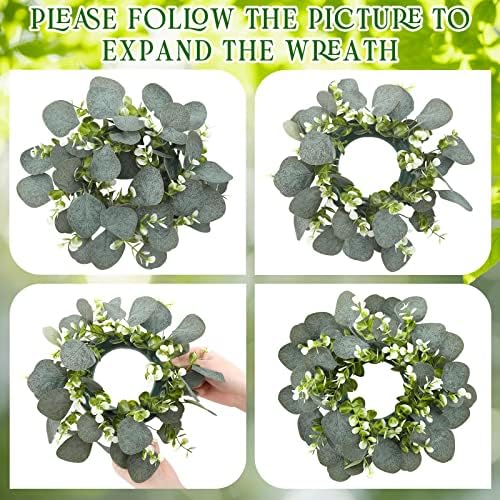 Panelee 20 Pcs Candle Rings Artificial Eucalyptus Wreath Rings - Image 3