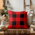 Batmerry Red Black Checkered Throw Pillow Covers, Red Gray Black Checkered Abstract Decorative Pillow Covers Digital Printing Blended for Couch Sofa Bed Invisible Zipper 26X26 in(Set of 2) - Image 3