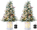3ft Prelit Snow Flocked Christmas Tree with Light Up Snowflake Box Base by GaoMon