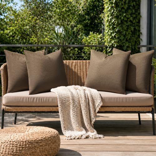 a moment Waterproof Throw Pillow Covers Set of 4,20x20 Inch Outdoor Stain Resistant Pet Friendly Pillowcases Cushion Covers for Patio Sofa and Living Room,Mushroom Brown - Image 7