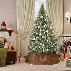 ELYKEN 42 Inch Woven Rattan Christmas Tree Collar, 8-Piece Xmas Tree Skirt - Image 2