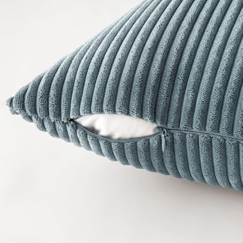 MIULEE Soft Corduroy Decorative Throw Pillow Covers Blue Navy Series 20x20 - Image 3