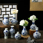 Dandat 8 Pcs Small Blue and White Ceramic Vase, Chinoiserie Floral,Elegant - Image 5