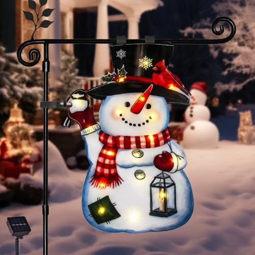 Lighted Christmas Garden Flag, 8 Modes Double Sided Solar Christmas Decorations Outdoor LED Navidad Flag, Yard Decorations for Xmas Patio Lawn Porch (White, 12x18) by Bringingjoytoyourhomelife