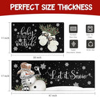 Christmas Kitchen Rugs and Mats Set of 2,Winter Snowman Let It Snow Snowflake Knitted Gloves Xmas Holiday Sink Floor Mat Non Skid Washable for Home Farmhouse Christmas Decor 17"x47"+17"x30" - Image 6