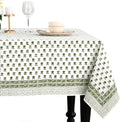 CPC Lotus Meadow Tablecloth 100% Cotton 60x60 Inch Indian Block Print Rectangle Table Cover, Table Cloth for Gifting in Weddings, Halloween, Fall, Christmas, Thanksgiving by COTTONPRINTCLUB