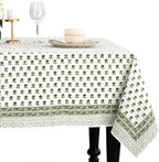 CPC Lotus Meadow Tablecloth 100% Cotton 60x60 Inch Indian Block Print Rectangle Table Cover, Table Cloth for Gifting in Weddings, Halloween, Fall, Christmas, Thanksgiving by COTTONPRINTCLUB